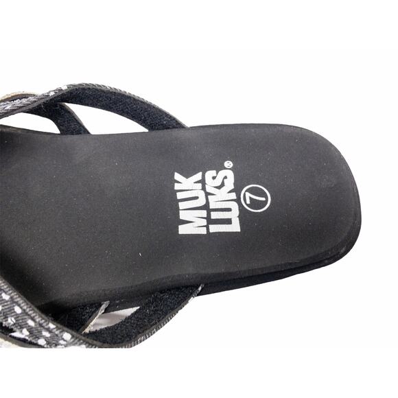 New Women's Muk Luks Sandals Black Polka Dot Halley Flip Flops 7 - Picture 6 of 6